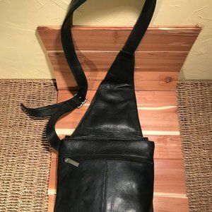 Black Leather Crossbody Shoulder Bag